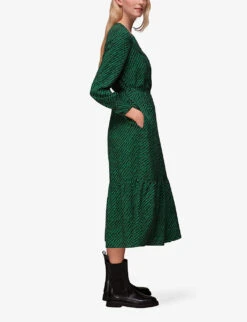 Whistles Tiered Diagonal Twist-print Woven Midi Dress -The Fashion Shop R04077201 MULTICOLOURED ALT02