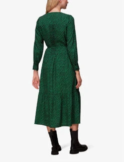 Whistles Tiered Diagonal Twist-print Woven Midi Dress -The Fashion Shop R04077201 MULTICOLOURED ALT03