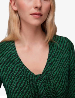 Whistles Tiered Diagonal Twist-print Woven Midi Dress -The Fashion Shop R04077201 MULTICOLOURED ALT04