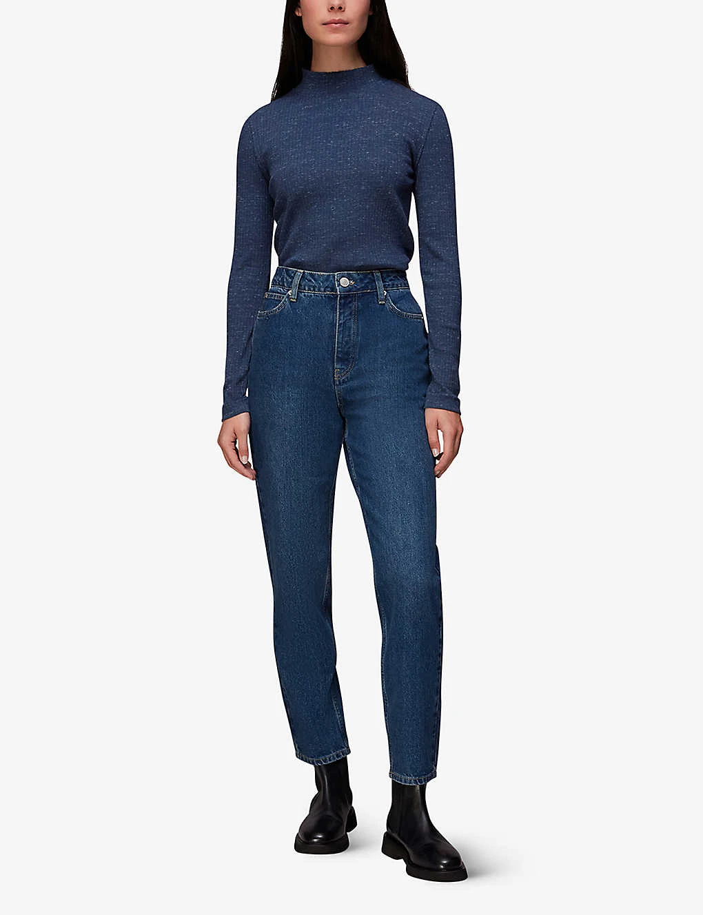 Whistles High-neck Ribbed Stretch-cotton Top 2 Whistles High-neck Ribbed Stretch-cotton Top - Image 2