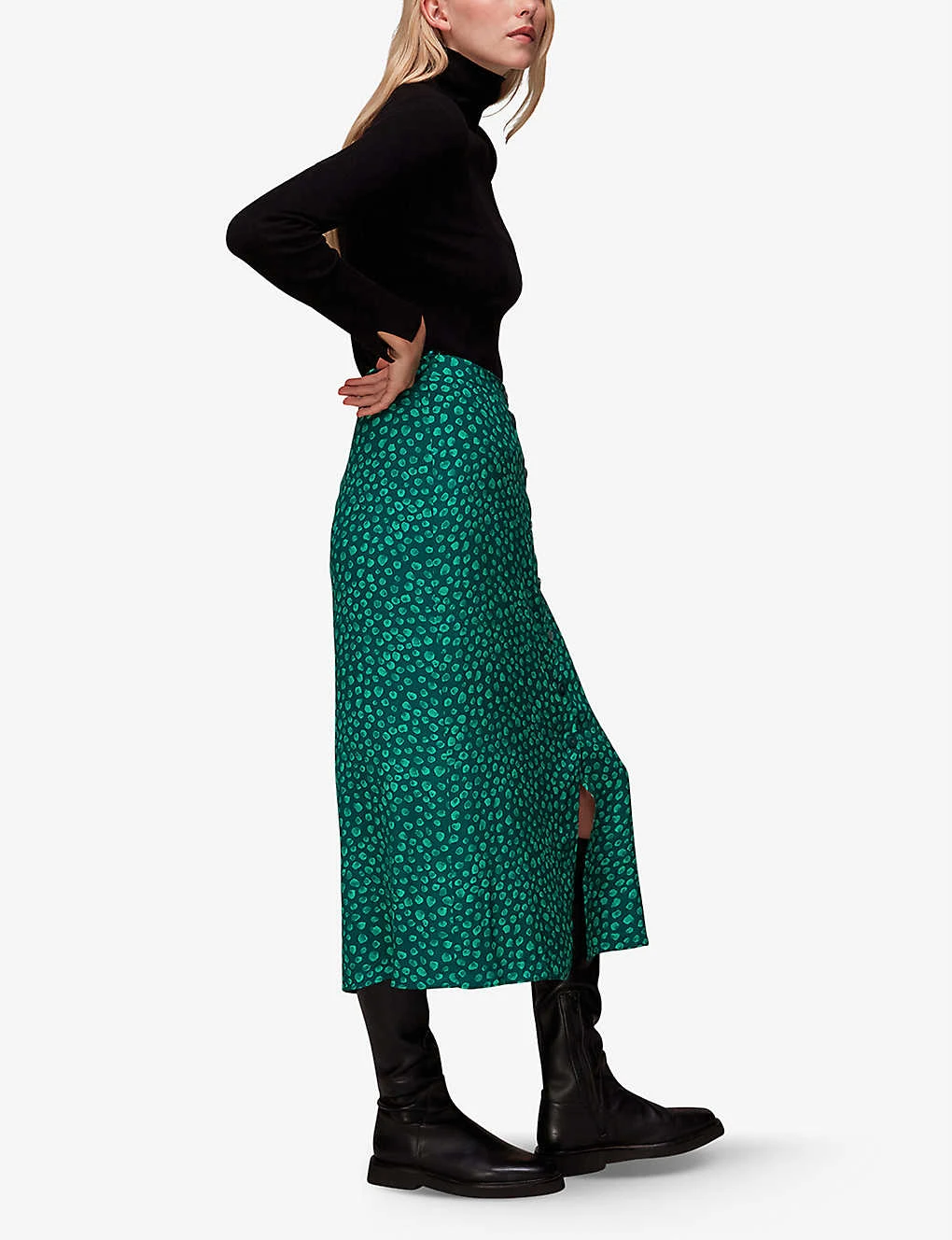 Whistles Lava Spot-print Buttoned Woven Midi Skirt 3 Whistles Lava Spot-print Buttoned Woven Midi Skirt - Image 3