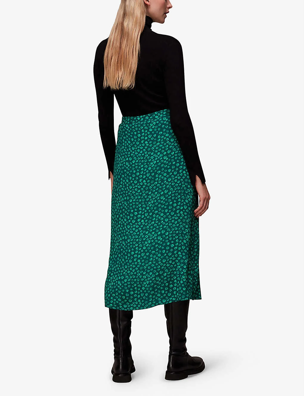 Whistles Lava Spot-print Buttoned Woven Midi Skirt 4 Whistles Lava Spot-print Buttoned Woven Midi Skirt - Image 4
