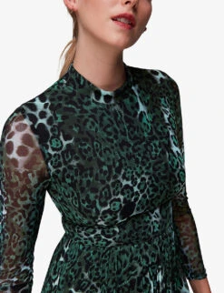 Whistles Animal-print Recycled Polyester-blend Midi Dress 7 Whistles Animal-print Recycled Polyester-blend Midi Dress -The Fashion Shop R04080515 MULTICOLOURED ALT02
