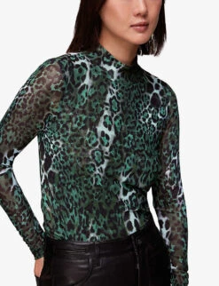 Whistles Animal-print Recycled Polyester-blend Top -The Fashion Shop R04080516 MULTICOLOURED ALT02