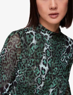 Whistles Animal-print Recycled Polyester-blend Top -The Fashion Shop R04080516 MULTICOLOURED ALT04