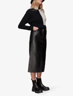 Whistles Checkerboard-pattern High-neck Wool Jumper -The Fashion Shop R04081183 BLACK ALT02