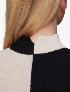 Whistles Checkerboard-pattern High-neck Wool Jumper -The Fashion Shop R04081183 BLACK ALT04