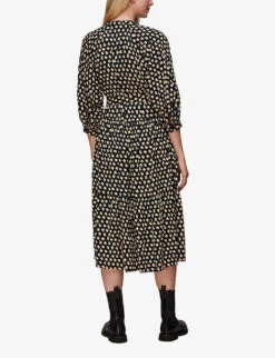 Whistles Twisting Tulips Floral-print Woven Midi Dress -The Fashion Shop R04081194 BLACK ALT02