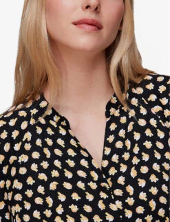 Whistles Twisting Tulips Floral-print Woven Midi Dress -The Fashion Shop R04081194 BLACK ALT04