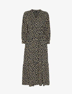 Whistles Twisting Tulips Floral-print Woven Midi Dress
