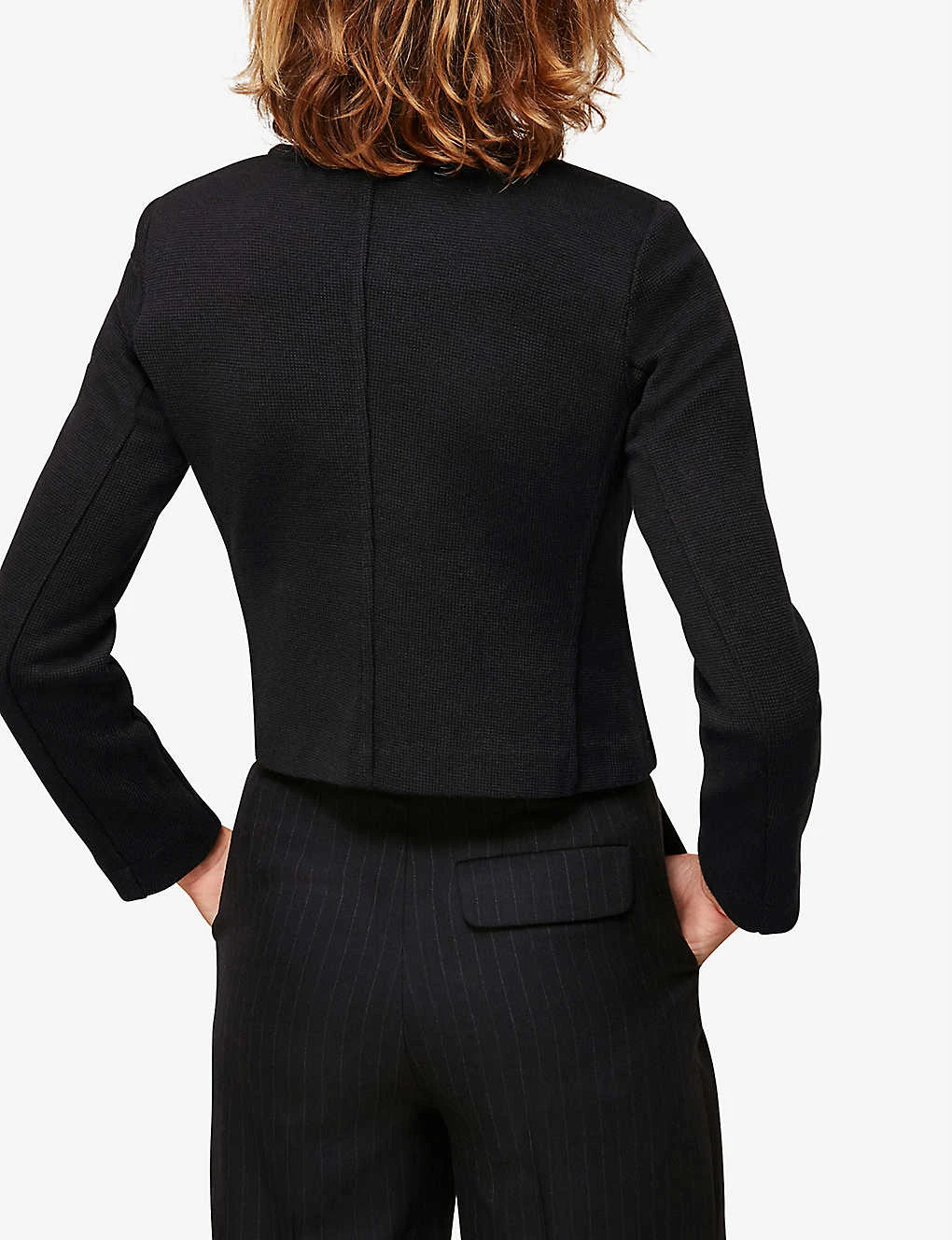 Whistles Collarless Cropped Cotton-jersey Jacket 4 Whistles Collarless Cropped Cotton-jersey Jacket - Image 4