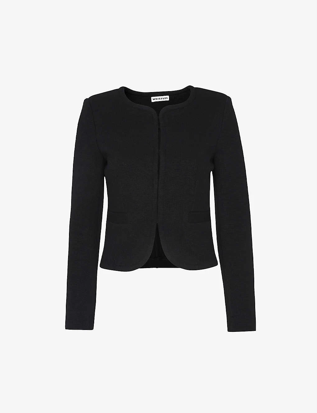 Whistles Collarless Cropped Cotton-jersey Jacket 1 Whistles Collarless Cropped Cotton-jersey Jacket
