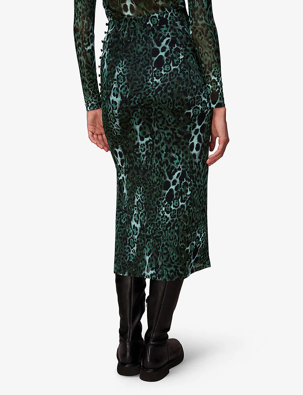 Whistles Night Cat Animal-print Stretch-mesh Midi Skirt 4 Whistles Night Cat Animal-print Stretch-mesh Midi Skirt - Image 4