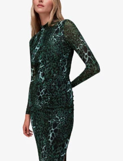 Whistles Night Cat Animal-print Stretch-mesh Midi Skirt 9 Whistles Night Cat Animal-print Stretch-mesh Midi Skirt -The Fashion Shop R04082101 MULTICOLOURED ALT04