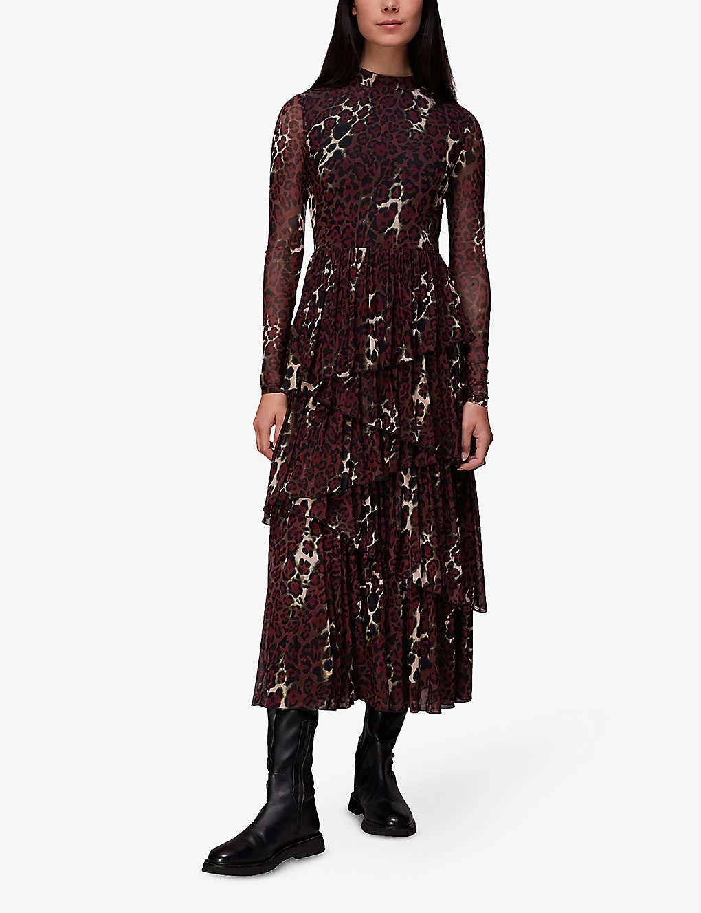 Whistles Night Cat Animal-print Recycled Polyester-blend Midi Dress 2 Whistles Night Cat Animal-print Recycled Polyester-blend Midi Dress - Image 2