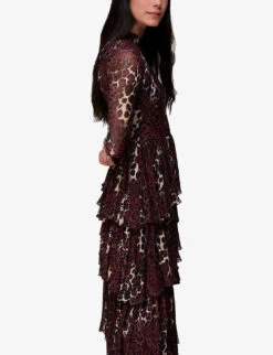 Whistles Night Cat Animal-print Recycled Polyester-blend Midi Dress 7 Whistles Night Cat Animal-print Recycled Polyester-blend Midi Dress -The Fashion Shop R04082105 MULTICOLOURED ALT02