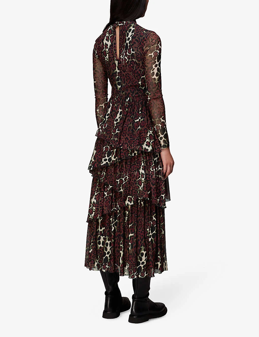 Whistles Night Cat Animal-print Recycled Polyester-blend Midi Dress 4 Whistles Night Cat Animal-print Recycled Polyester-blend Midi Dress - Image 4