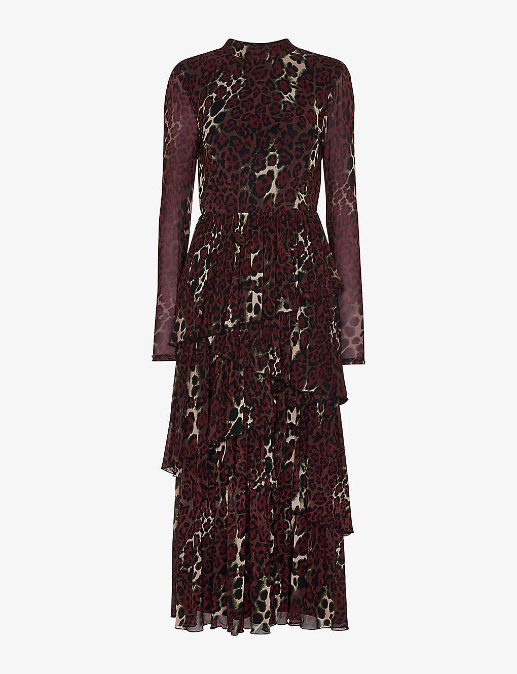 Whistles Night Cat Animal-print Recycled Polyester-blend Midi Dress 1 Whistles Night Cat Animal-print Recycled Polyester-blend Midi Dress