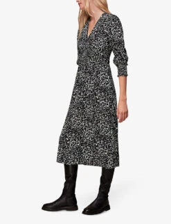 Whistles Shadow Leopard-print Woven Midi Dress 7 Whistles Shadow Leopard-print Woven Midi Dress -The Fashion Shop R04082106 BLACK ALT02