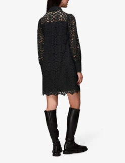 Whistles Point-collar Lace Mini Shirt Dress 7 Whistles Point-collar Lace Mini Shirt Dress -The Fashion Shop R04082650 BLACK ALT02