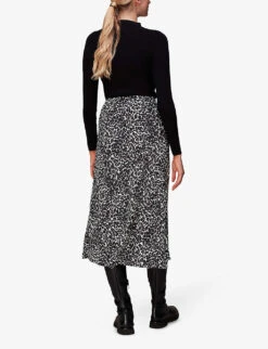 Whistles Shadow Leopard-print Woven Midi Skirt 8 Whistles Shadow Leopard-print Woven Midi Skirt -The Fashion Shop R04082652 BLACK ALT03
