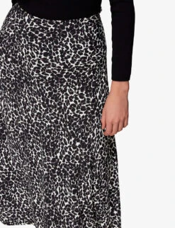 Whistles Shadow Leopard-print Woven Midi Skirt 9 Whistles Shadow Leopard-print Woven Midi Skirt -The Fashion Shop R04082652 BLACK ALT04