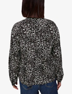 Whistles Shadow Leopard-print Woven Blouse 8 Whistles Shadow Leopard-print Woven Blouse -The Fashion Shop R04082653 BLACK ALT03