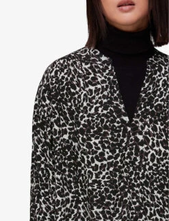 Whistles Shadow Leopard-print Woven Blouse 9 Whistles Shadow Leopard-print Woven Blouse -The Fashion Shop R04082653 BLACK ALT04