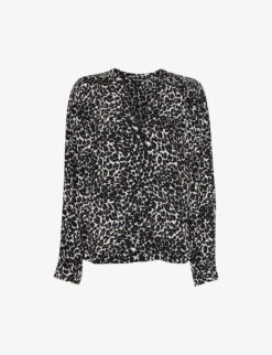 Whistles Shadow Leopard-print Woven Blouse