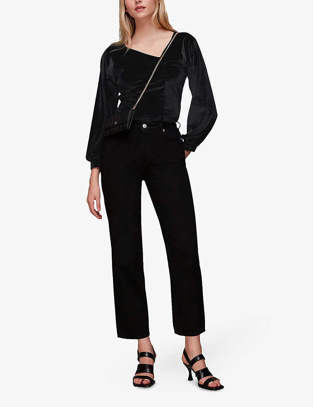 Whistles Asymmetric-neckline Stretch-velvet Top 2 Whistles Asymmetric-neckline Stretch-velvet Top - Image 2