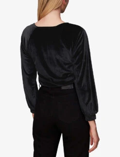 Whistles Asymmetric-neckline Stretch-velvet Top 6 Whistles Asymmetric-neckline Stretch-velvet Top -The Fashion Shop R04082654 BLACK ALT02