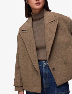 Whistles Relaxed-fit Cropped Wool-blend Coat -The Fashion Shop R04083836 OATMEAL ALT02