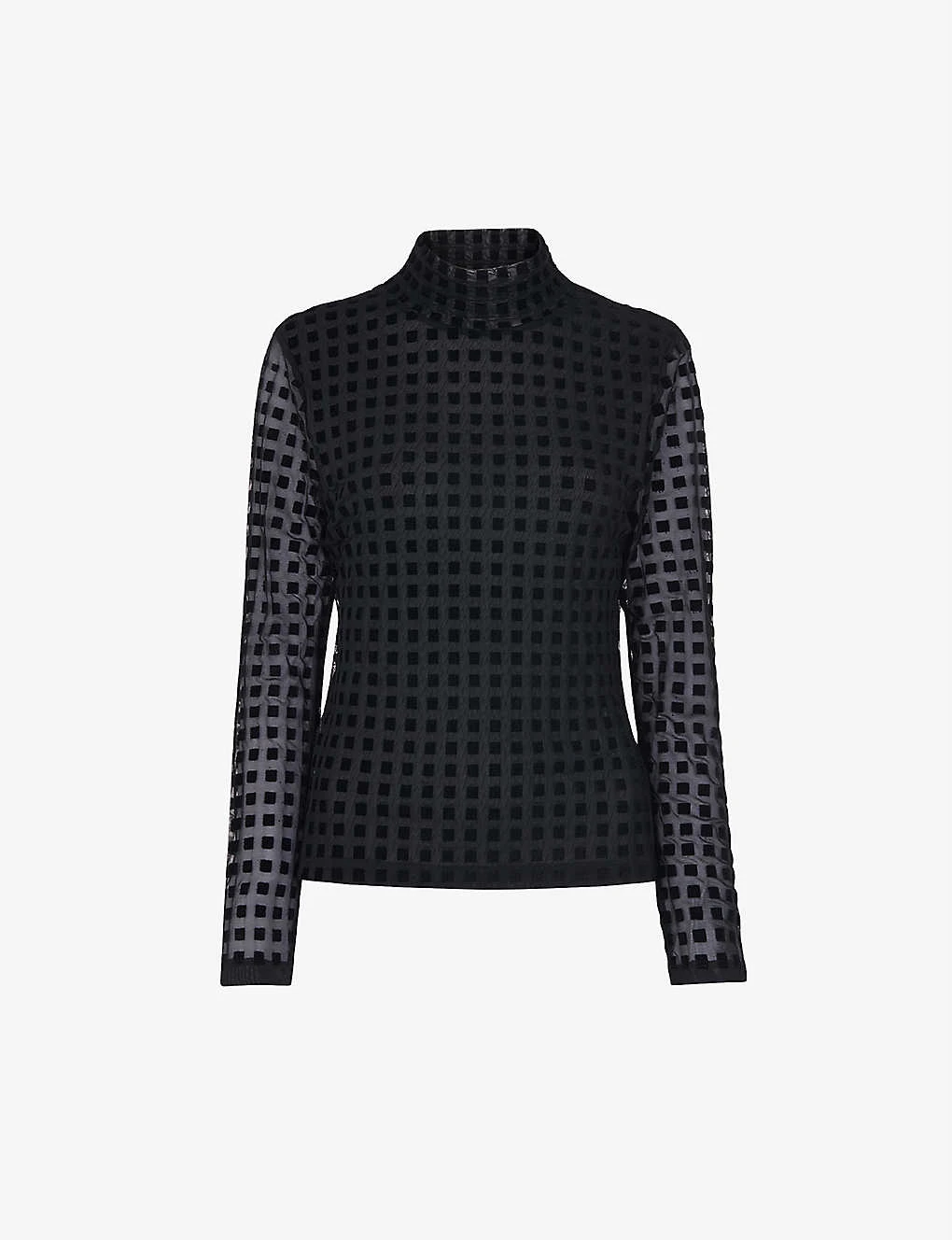 Whistles Checked-print Stretch-mesh Top 1 Whistles Checked-print Stretch-mesh Top