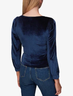 Whistles Wrap V-neck Velvet Stretch-recycled Polyester Top 8 Whistles Wrap V-neck Velvet Stretch-recycled Polyester Top -The Fashion Shop R04084625 NAVY ALT03