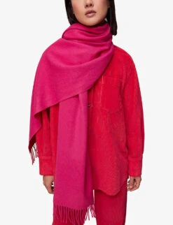 Whistles Fringed Wool Scarf 5 Whistles Fringed Wool Scarf -The Fashion Shop R04084627 PINK ALT02