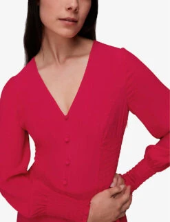 Whistles Ilana Shirred Viscose Midi Dress -The Fashion Shop R04084631 PINK ALT03