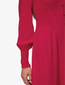 Whistles Ilana Shirred Viscose Midi Dress -The Fashion Shop R04084631 PINK ALT04