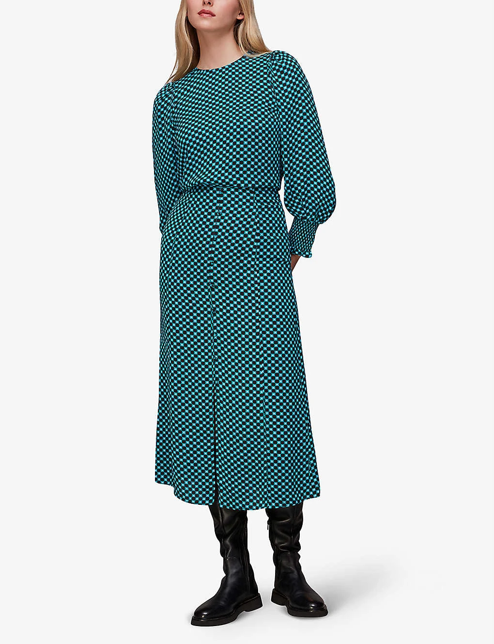 Whistles Star Check-print A-line Viscose Skirt 2 Whistles Star Check-print A-line Viscose Skirt - Image 2