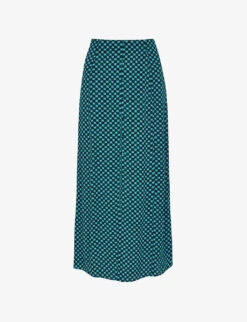 Whistles Star Check-print A-line Viscose Skirt