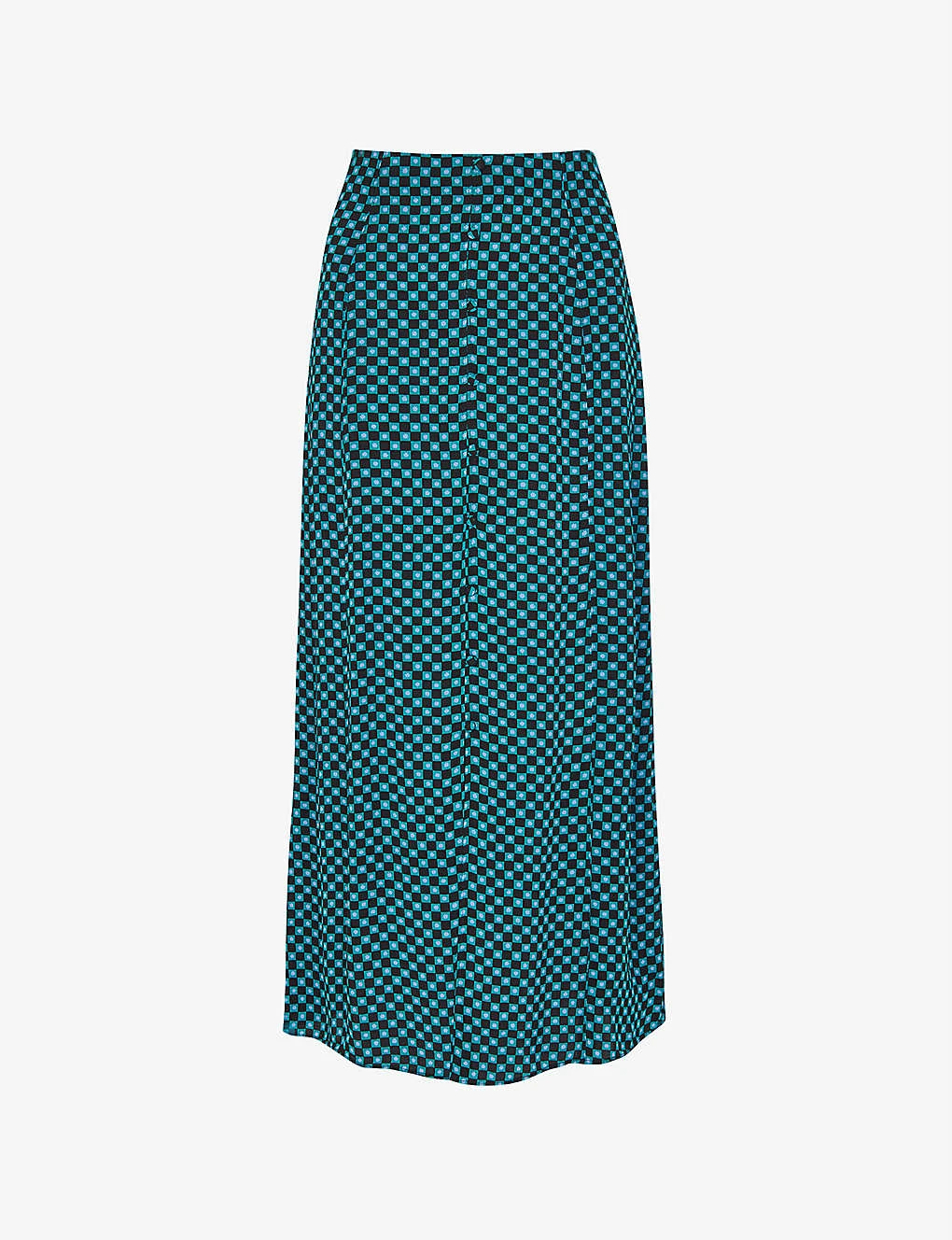 Whistles Star Check-print A-line Viscose Skirt 1 Whistles Star Check-print A-line Viscose Skirt