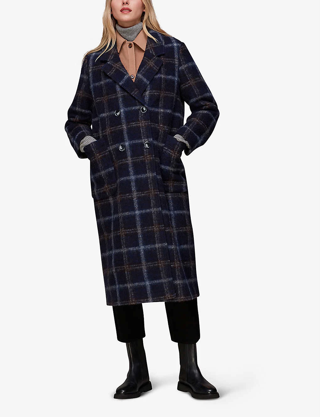 Whistles Double-breasted Check Wool-blend Coat 2 Whistles Double-breasted Check Wool-blend Coat - Image 2