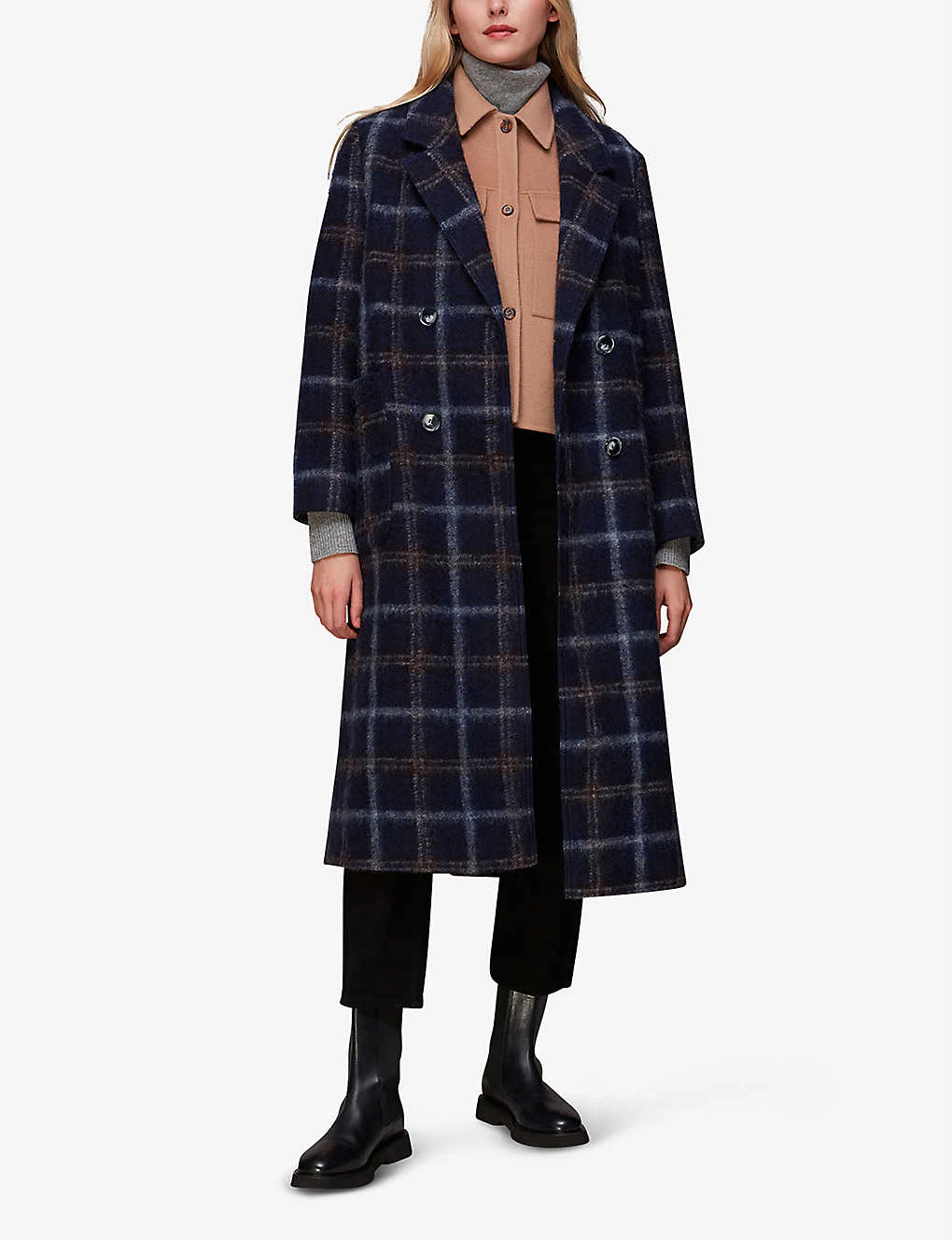 Whistles Double-breasted Check Wool-blend Coat 3 Whistles Double-breasted Check Wool-blend Coat - Image 3