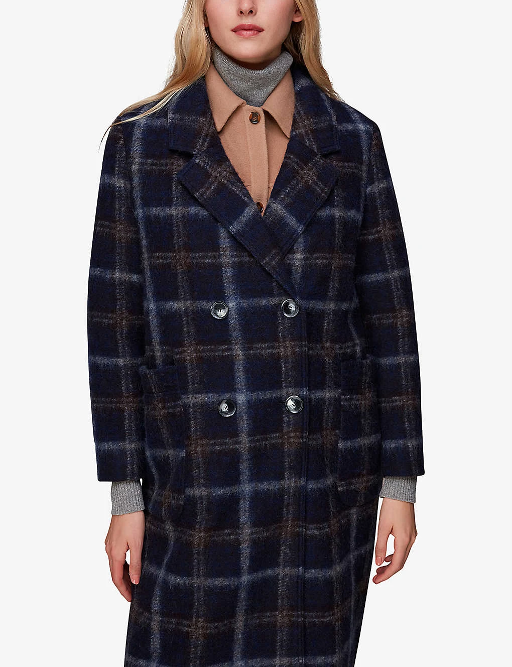 Whistles Double-breasted Check Wool-blend Coat 5 Whistles Double-breasted Check Wool-blend Coat - Image 5
