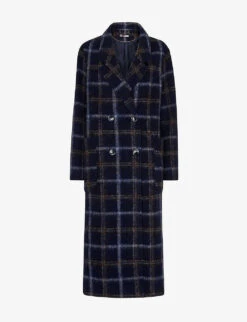 Whistles Double-breasted Check Wool-blend Coat