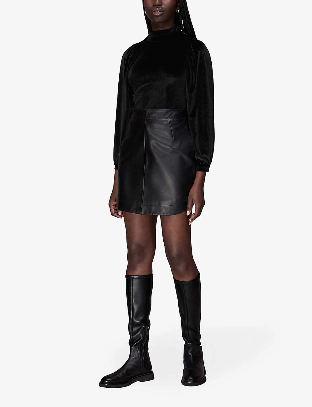 Whistles High-neck Puff Shoulder Velvet Top 2 Whistles High-neck Puff Shoulder Velvet Top - Image 2