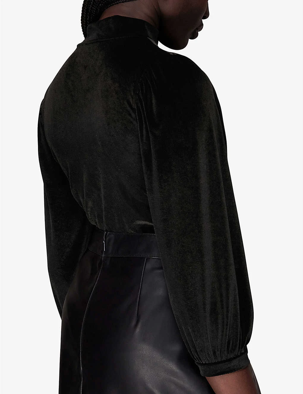 Whistles High-neck Puff Shoulder Velvet Top 4 Whistles High-neck Puff Shoulder Velvet Top - Image 4