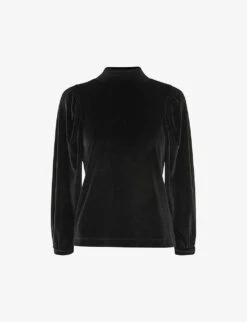 Whistles High-neck Puff Shoulder Velvet Top