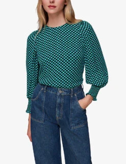 Whistles Tessa Star Check-print Viscose Top 7 Whistles Tessa Star Check-print Viscose Top -The Fashion Shop R04087204 MULTICOLOURED ALT02