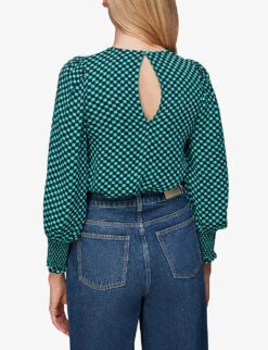 Whistles Tessa Star Check-print Viscose Top 8 Whistles Tessa Star Check-print Viscose Top -The Fashion Shop R04087204 MULTICOLOURED ALT03