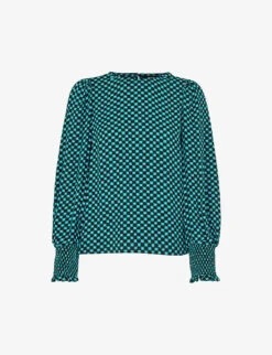 Whistles Tessa Star Check-print Viscose Top